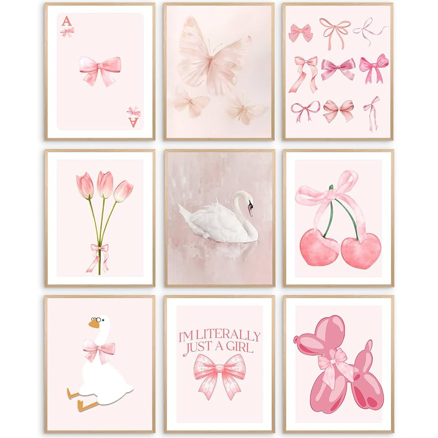 Elegend Coquette Room Decor - 9pcs Coquette Wall Decor, Coquette Posters, Pink Room Decor Coquett... | Amazon (US)