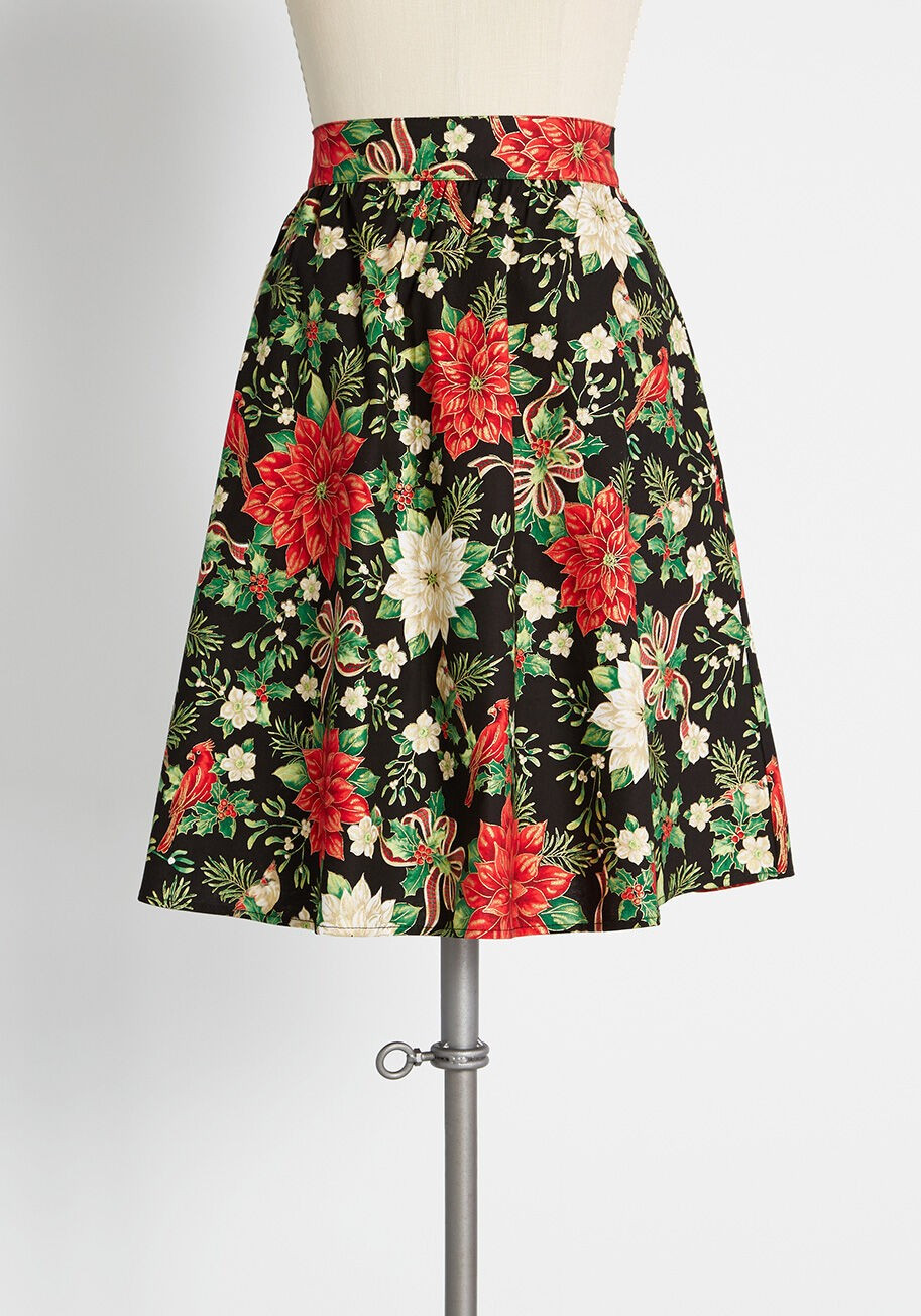 Poignant in Poinsettias Swing Skirt | Modcloth