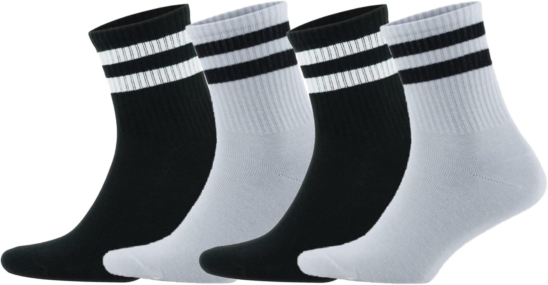Unisex 4 Pack Black-White Striped Sports Socks Perfumed Cotton | Amazon (US)