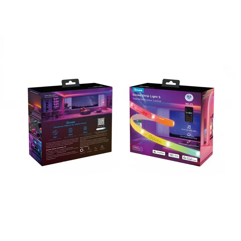 Govee RGBICW Wi-Fi LED Strip Light, 9.8ft, Smart App Control, Multicolor for Bedroom & TV Backlig... | Walmart (US)