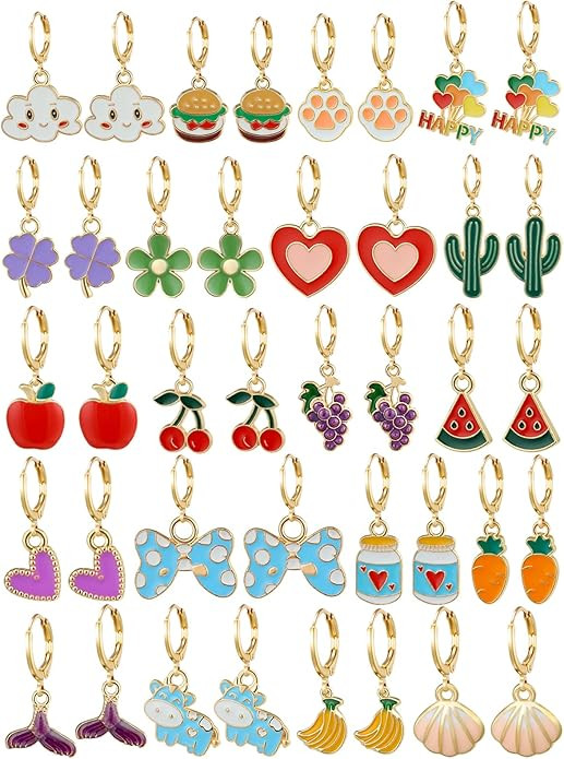 Girls Hypoallergenic Huggie Hoop Earrings with Charm Cute Small Dangle Hoop Earrings Set (10-20 P... | Amazon (US)