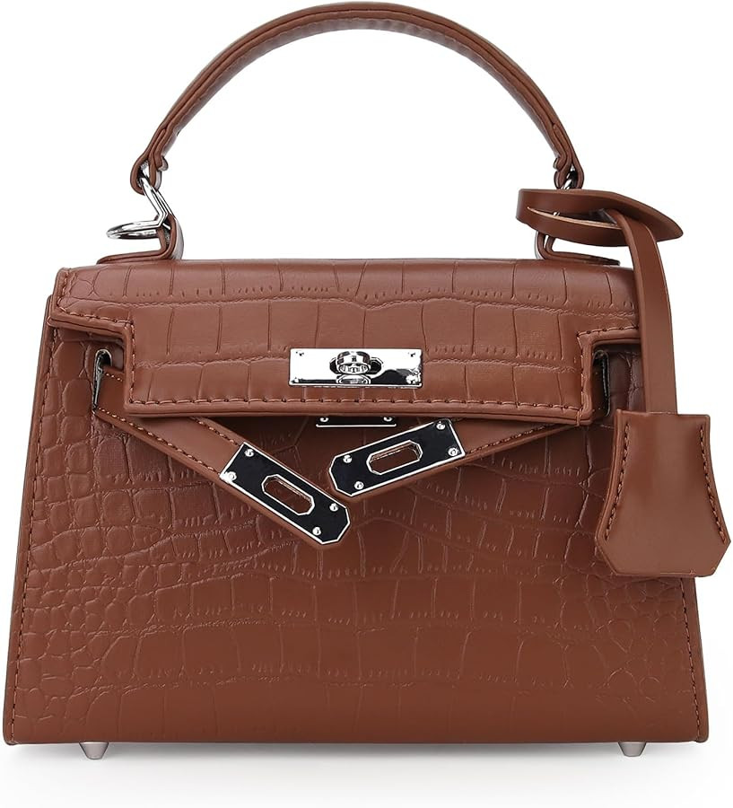 Crossbody Bags for women Trendy Cute Mini Crocodile Purse Top Handle Clutch Handbag Structured Sa... | Amazon (US)