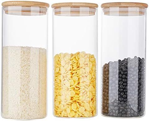 Erreloda Glass Food Storage Jars Containers, Glass Storage Jar with Airtight Bamboo Lids 950ML Set o | Amazon (US)