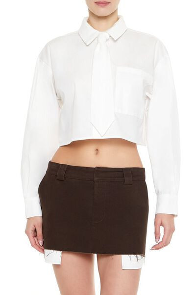 Cropped Poplin Necktie Shirt | Forever 21