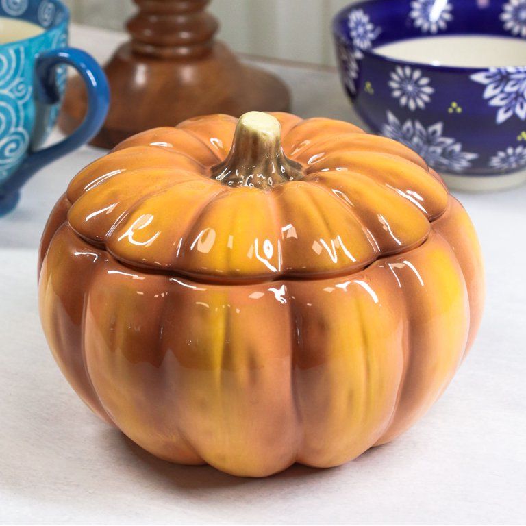 Ebros Home Kitchen Gourmet Hearty Orange Ceramic Pumpkin Soup Or Dessert Bowl | Walmart (US)