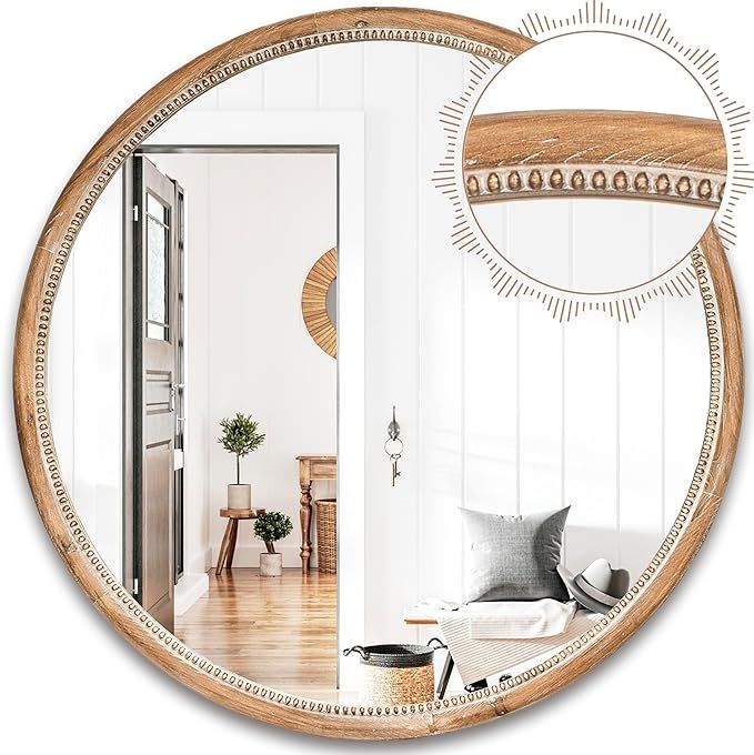 Decorative Mirrors For Wall Decor - 30" Large Wall Mirrors for Living Room, Rustic Farmhouse Hang... | Amazon (US)