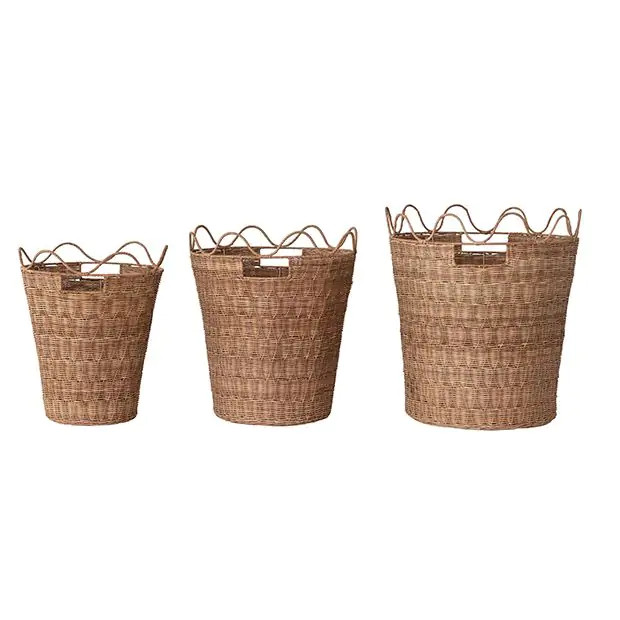 Scalloped Rattan Nesting Baskets Set of 3 | Antique Farm House