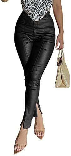 WAYRUNZ Womens High Waisted Stretch Faux Leather Pants PU Coated Legging Juniors | Amazon (US)