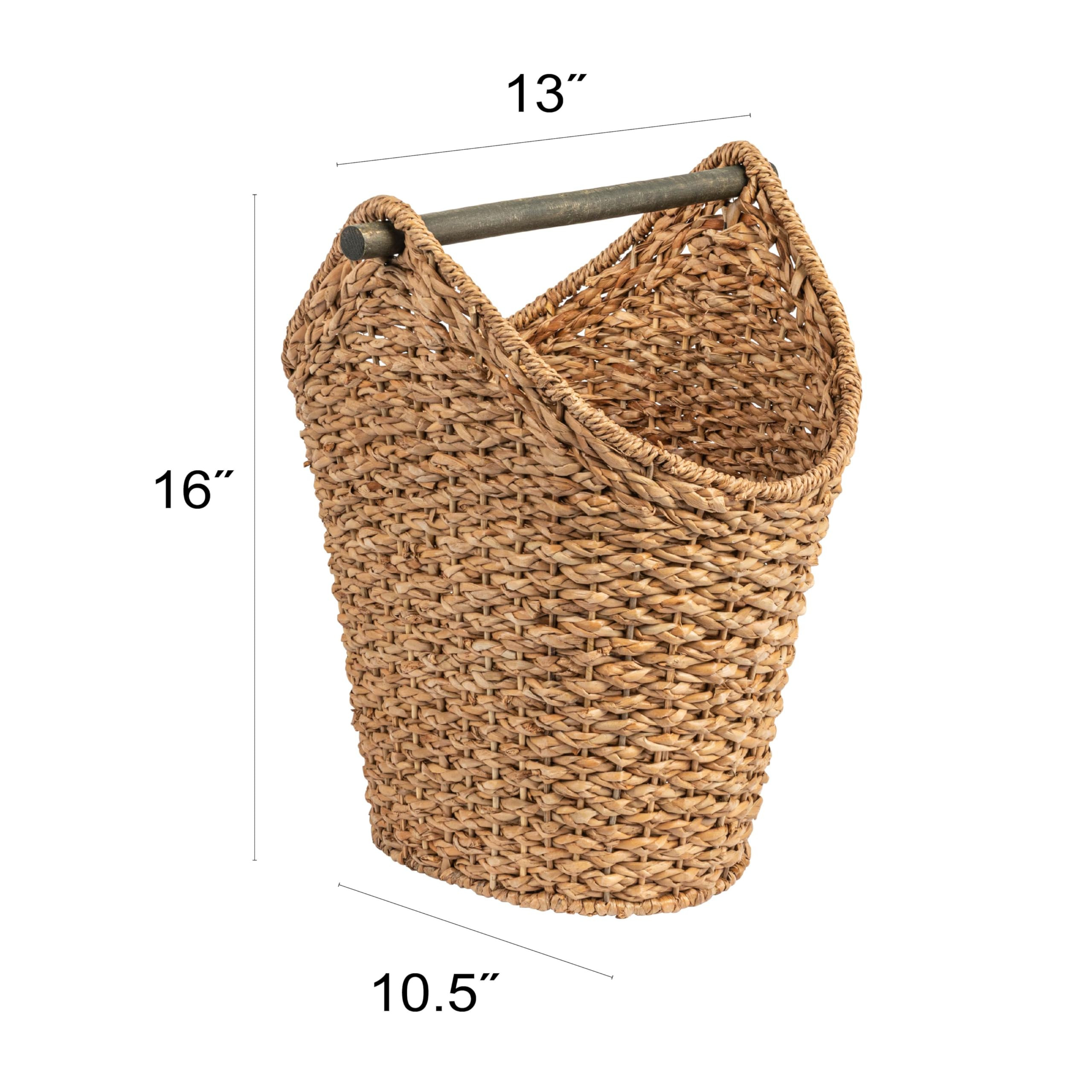 Creative Co-Op Bankuan Braided Oval Toilet Paper Basket with Wood Bar | Amazon (US)