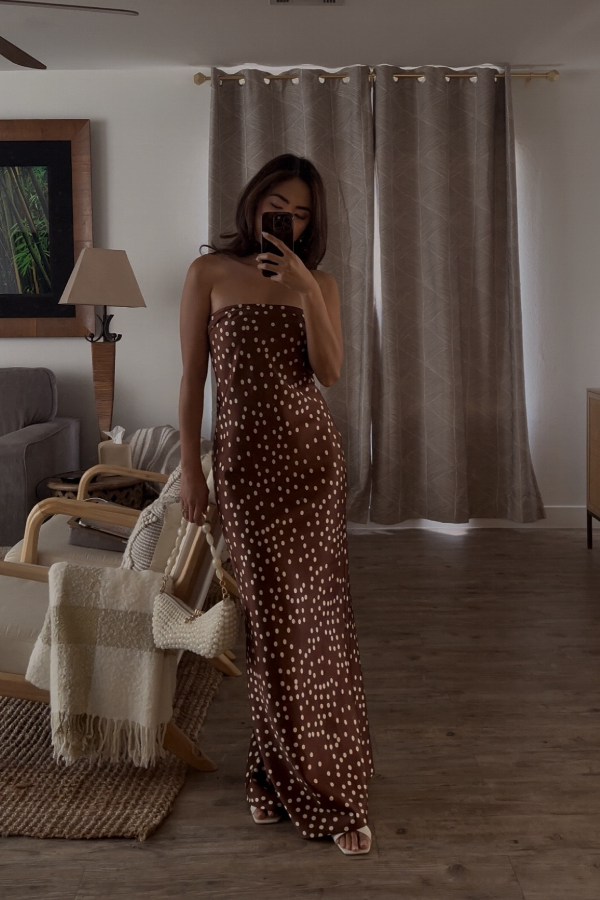 brown strapless satin wedding guest dress 

#LTKParties #LTKSummerEdit #LTKWedding