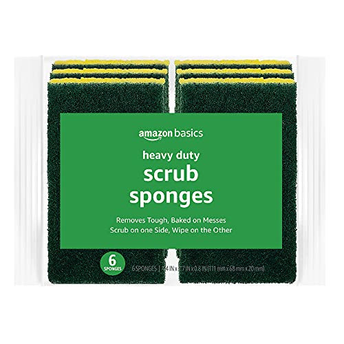 Amazon Basics Heavy Duty Scrub Sponges,Dual-Sided Design,Yellow/Green, 36 Count (6 Packs of 6), Packaging May Vary | Amazon (US)