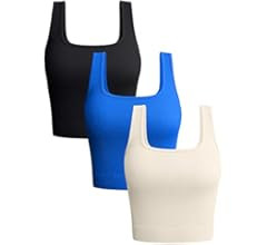 OQQ Women's 3 Piece Tank Tops Ribbed Seamless Workout Exercise Shirts Yoga Crop Tops | Amazon (US)