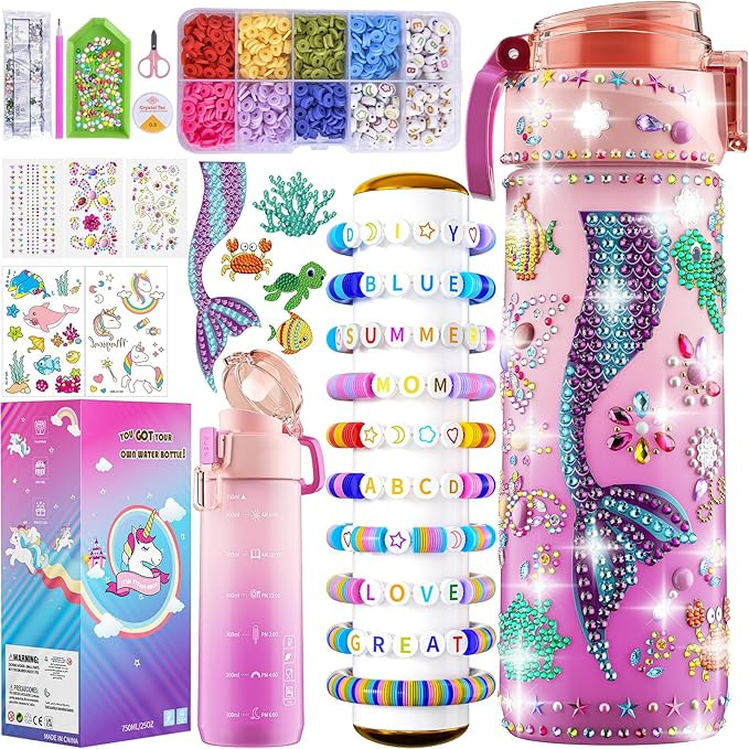 BOOH Decorate Your Own Water Bottle Kits for Girls Age 4-12, Fun Arts and Crafts for Girls Age 4-... | Amazon (US)
