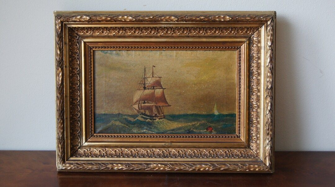 Antique Oil Painting Sea Side - Etsy | Etsy (US)