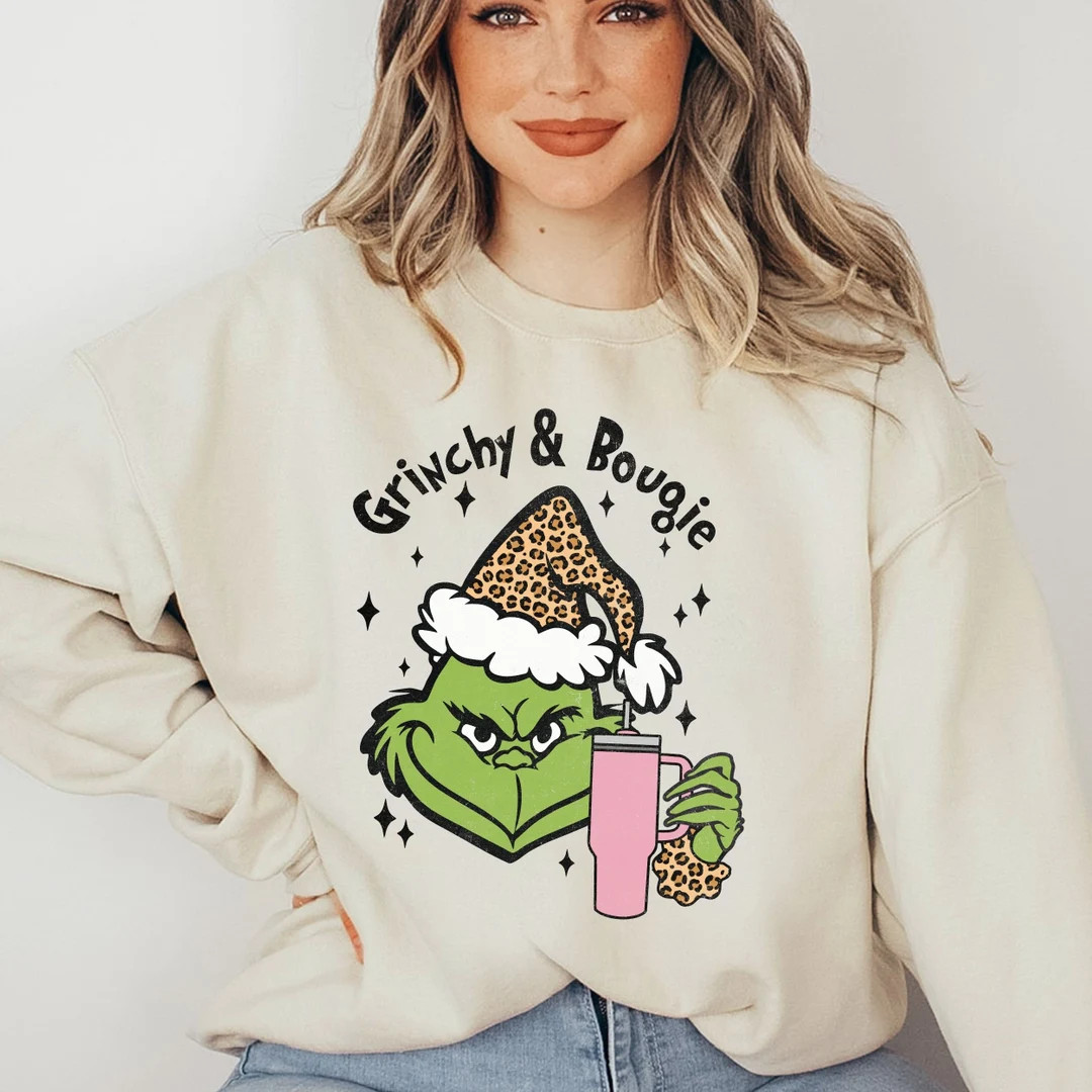 Grinchy Bougie Today Christmas Sweatshirt,funny Grinch Sweatshirt,grinch Christmas Gift,retro Vin... | Etsy (US)