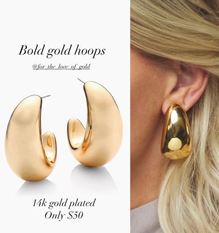 Must have bold gold hoop earrings! High quality 14k gold plated and only $50. Will elevate any outfit and they’re great for day or night.  Also available in silver tone  

Gold jewelry
Accessories
Hoops
Summer
Spring outfit
Wedding
Work

#LTKFindsUnder100 #LTKStyleTip #LTKFindsUnder50