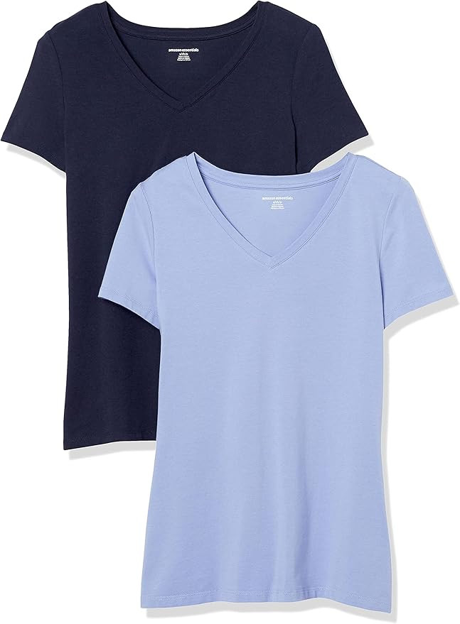 Amazon Essentials Women's Classic-Fit Short-Sleeve V-Neck T-Shirt, Multipacks | Amazon (US)