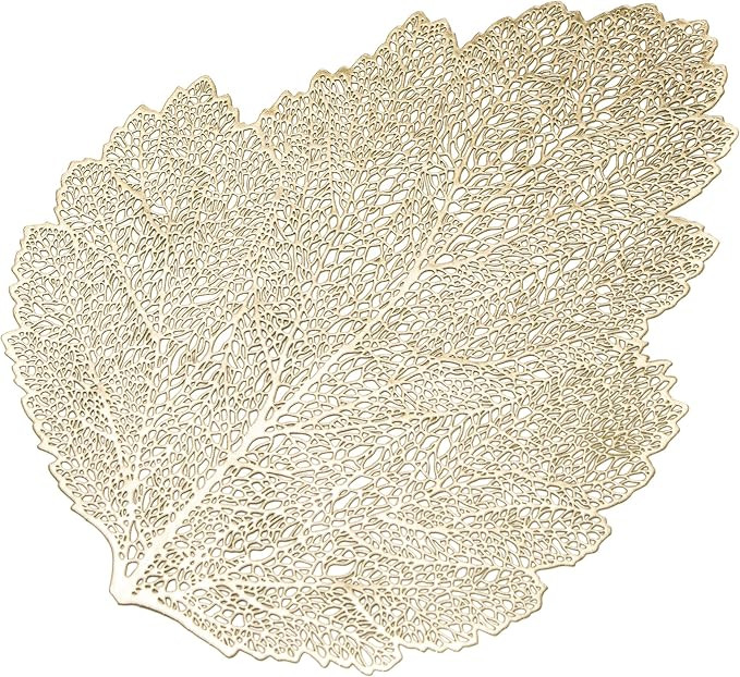 Set of 6, Gold Metallic Vinyl Round Placemats Laminated Plastic Morden Dining Table Decoration, F... | Amazon (US)