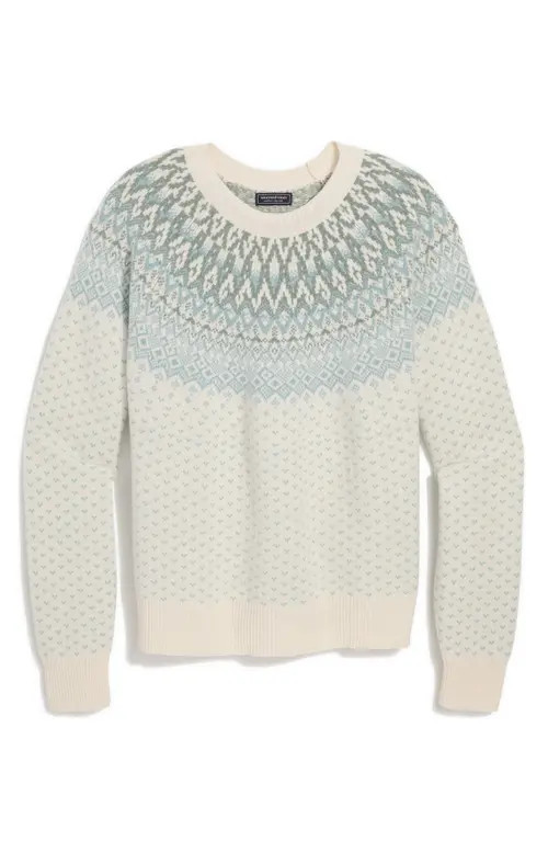 vineyard vines Fair Isle Merino Wool Blend Crewneck Sweater in Fairisle Aqua Haze at Nordstrom, Size Xx-Small | Nordstrom