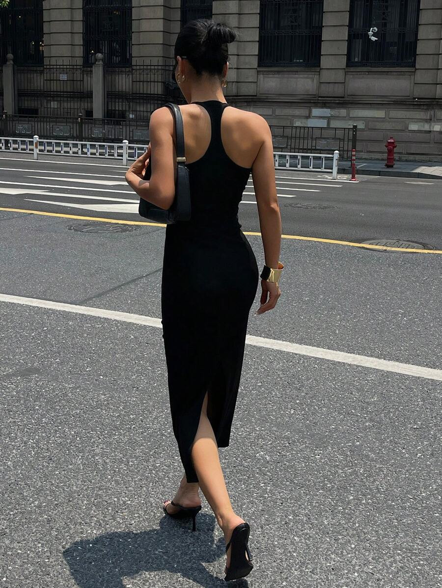 DAZY Women Summer Racerback Black Bodycon Dress | SHEIN