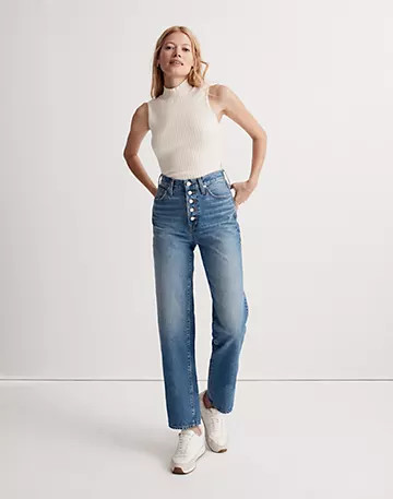 The Perfect Vintage Straight Jean in Becker Wash: Button-Front Edition | Madewell