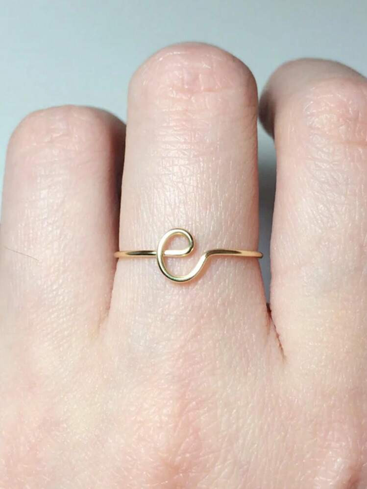 1pc Minimalist Mini Letter Ring, Women's Gold-Plated Wire Stacking A-Z Letter Rings, Engagement W... | SHEIN