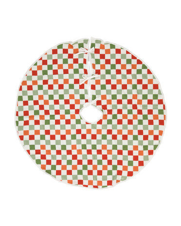 52in Festive Checkered Knit Christmas Tree Skirt | Acrylic | Marshalls